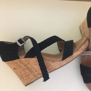 TOMS Clarissa Wedge Sandals - 9W - BLACK